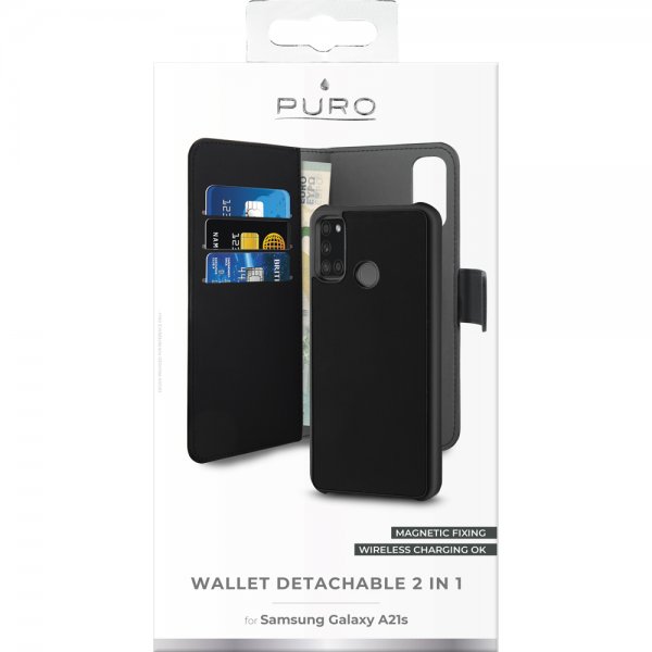 Puro Samsung Galaxy A21s Etui Wallet Detachable 2 in 2 Svart