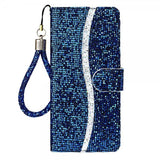 Samsung Galaxy A22 4G Etui Glitter Stripe Blå