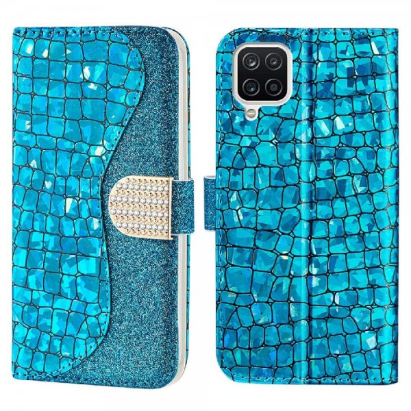Samsung Galaxy A22 4G Etui Glitter Stripe Blå