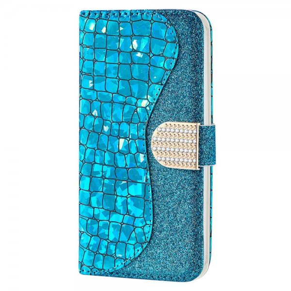 Samsung Galaxy A22 4G Etui Glitter Stripe Blå