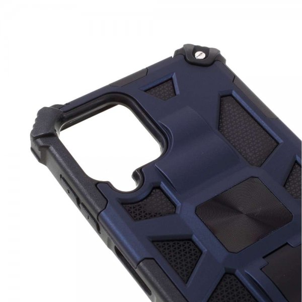 Samsung Galaxy A22 4G Deksel med Metallplate Stativfunksjon Blå