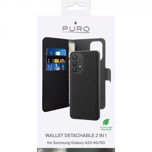 Puro Samsung Galaxy A23 5G Etui Wallet Detachable 2 in 1 Svart