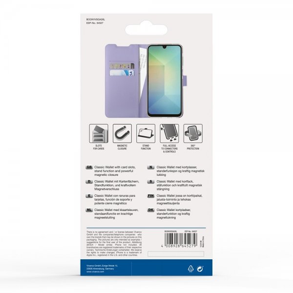 Vivanco Samsung Galaxy A26 Etui Classic Wallet Lavender