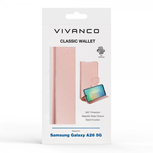Vivanco Samsung Galaxy A26 Etui Classic Wallet Rosegull
