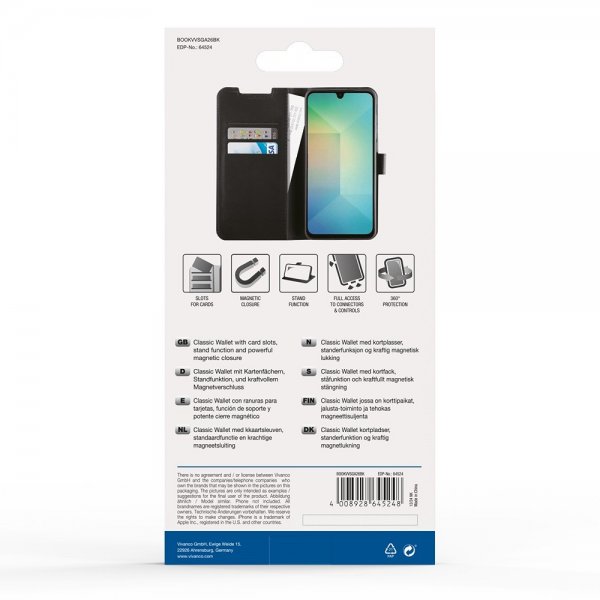 Vivanco Samsung Galaxy A26 Etui Classic Wallet Svart