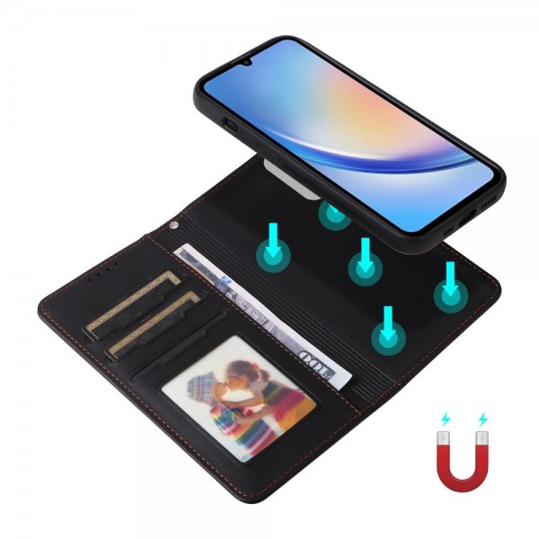 Betopnice Samsung Galaxy A34 5G Etui Avtagbart Deksel 005 Svart