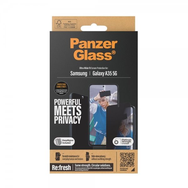 PanzerGlass Samsung Galaxy A35 Skjermbeskytter Ultra-Wide Fit Privacy EasyAligner