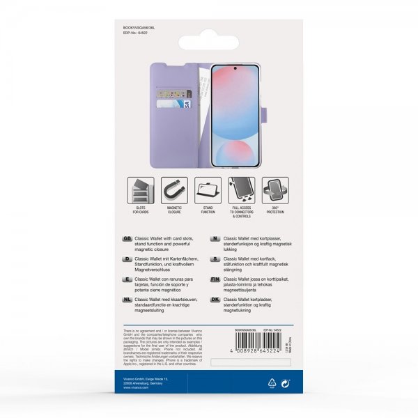 Vivanco Samsung Galaxy A36/Galaxy A56 Etui Classic Wallet Lavender