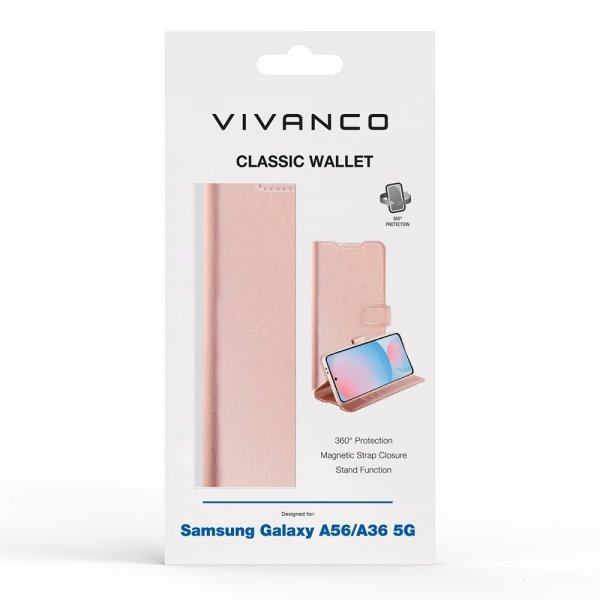 Vivanco Samsung Galaxy A36/Galaxy A56 Etui Classic Wallet Rosegull