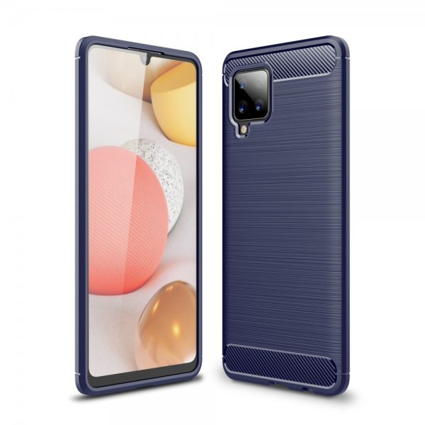 Samsung Galaxy A42 5G Deksel Børstet Karbonfibertekstur Blå