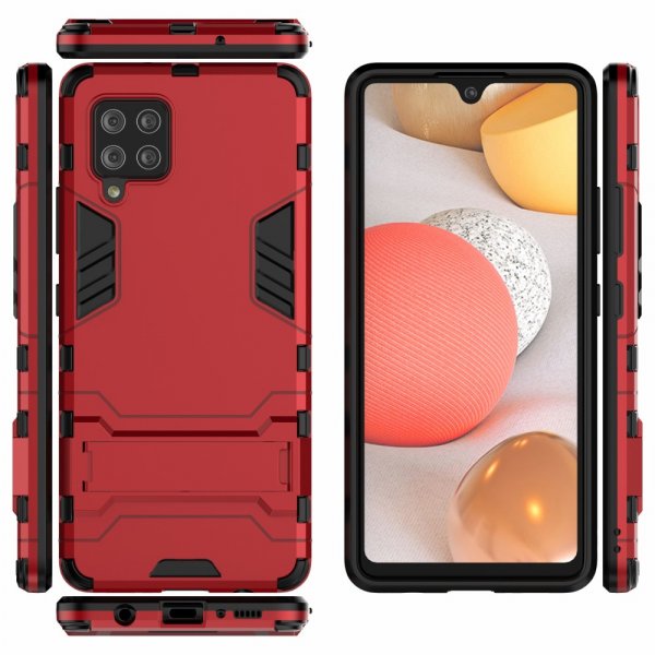 Samsung Galaxy A42 5G Deksel Armor Stativfunksjon Rød