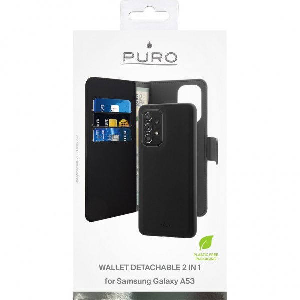 Puro Samsung Galaxy A53 5G Etui 2-i-1 Lommeboketui Svart