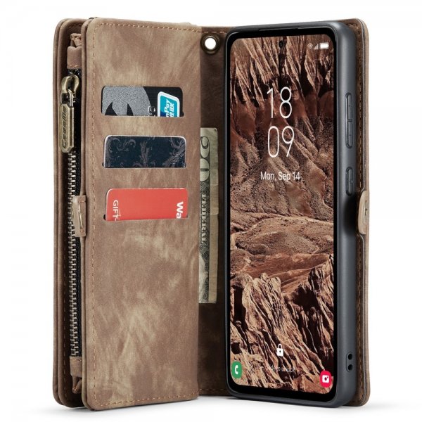 CaseMe Samsung Galaxy A55 Etui 008 Series Avtakbart Deksel Brun