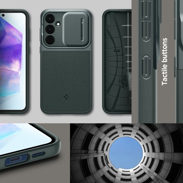 Spigen Samsung Galaxy A55 Deksel Optik Armor Abyss Green