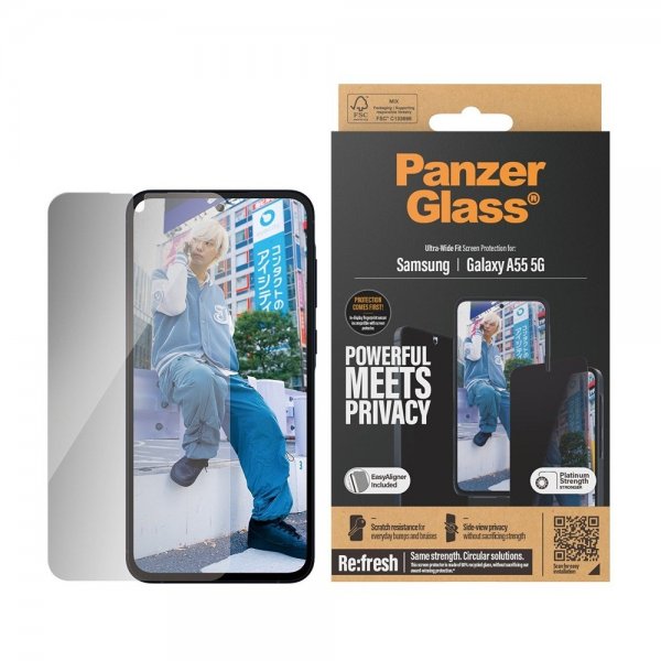 PanzerGlass Samsung Galaxy A55 Skjermbeskytter Ultra-Wide Fit Privacy EasyAligner