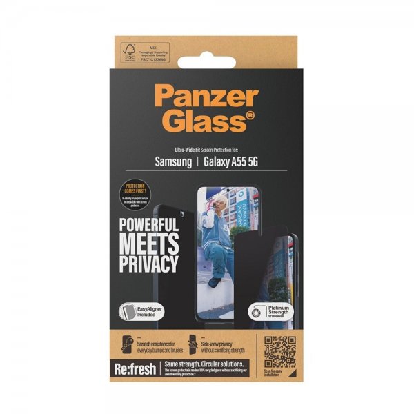 PanzerGlass Samsung Galaxy A55 Skjermbeskytter Ultra-Wide Fit Privacy EasyAligner