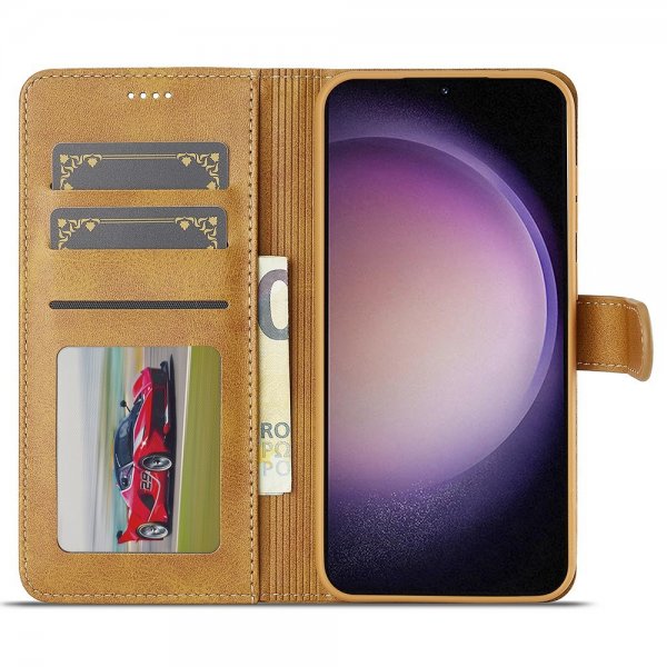 Lc.Imeeke Samsung Galaxy A56 Etui med Kortlomme stativfunksjon Lysebrun