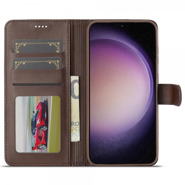 Lc.Imeeke Samsung Galaxy A56 Etui med Kortlomme stativfunksjon Mørkebrun