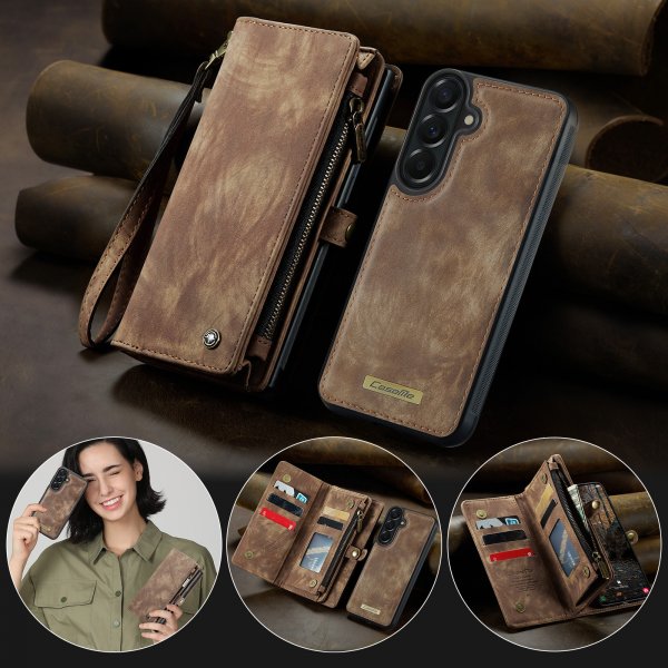 CaseMe Samsung Galaxy A57 Etui 008 Series Avtakbart Deksel Brun
