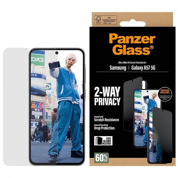 PanzerGlass Samsung Galaxy A57 Skjermbeskytter Ultra-Wide Fit Privacy EasyAligner