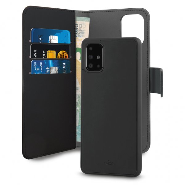 Puro Samsung Galaxy A71 Etui Wallet Detachable 2 in 1 Svart