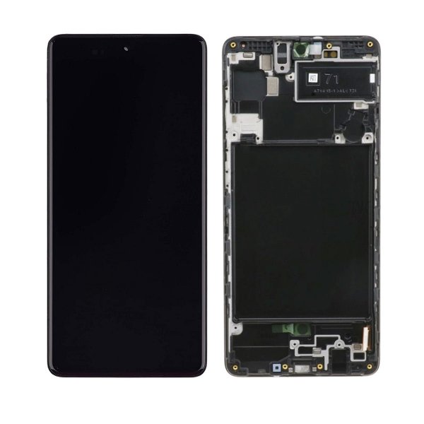 Samsung Galaxy A71 Skjerm med LCD Display + Ramme - Svart