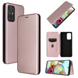 Samsung Galaxy A72 Etui Karbonfibertekstur Rosegull