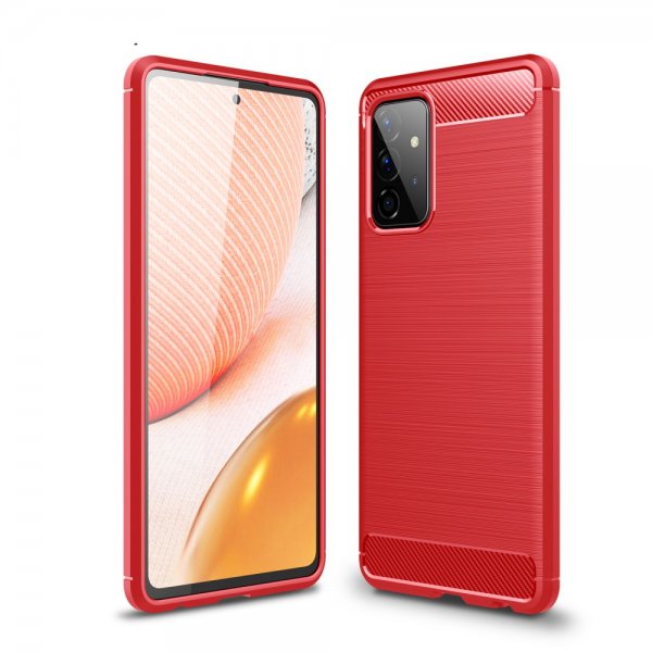 Samsung Galaxy A72 Deksel Børstet Karbonfibertekstur Rød