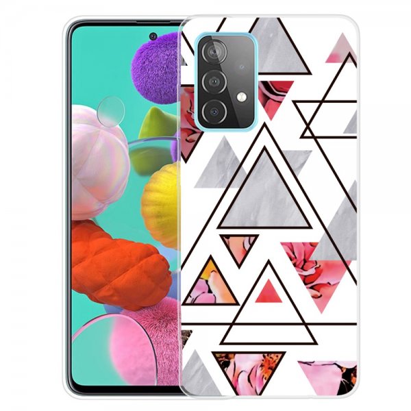 Samsung Galaxy A72 Deksel Marmortrekant Blomster Mønster