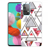 Samsung Galaxy A72 Deksel Marmortrekant Blomster Mønster