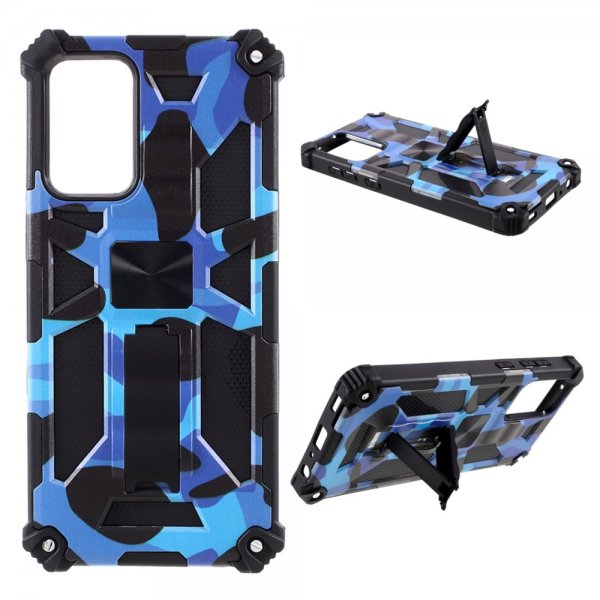 Samsung Galaxy A72 Deksel med Magnet Stativfunksjon Camouflage Blå