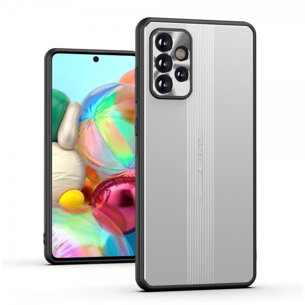 Samsung Galaxy A72 Deksel med Metallplate Sølv