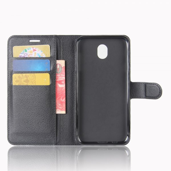 Samsung Galaxy J3 2017 Etui Litchi Svart