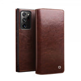 Qialino Samsung Galaxy Note 20 Ultra Etui Ekte Skinn Brun