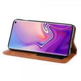 Samsung Galaxy S10E Plånboksetui Vintage PU-skinn RutMønster Brun