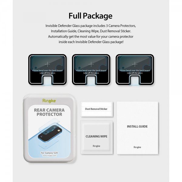 Ringke Samsung Galaxy S20 Kamerabeskytter Camera Protector Glass 3-pack