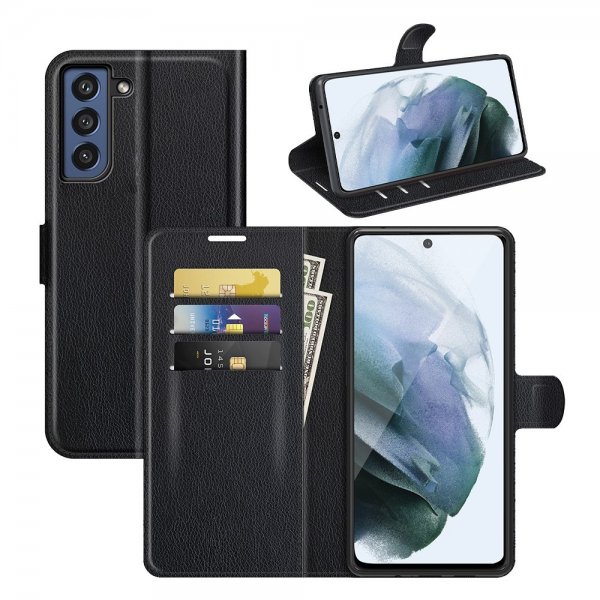 Samsung Galaxy S21 FE Etui Litchi Svart