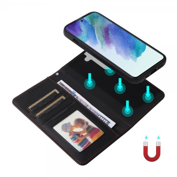 Betopnice Samsung Galaxy S21 FE Etui Avtagbart Deksel 005 Svart