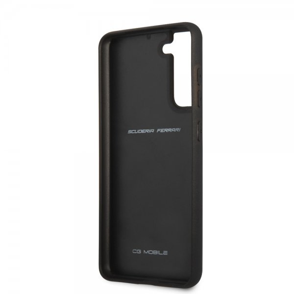 Ferrari Samsung Galaxy S21 FE Deksel Real Carbon Metal Logo Svart