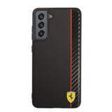 Ferrari Samsung Galaxy S21 FE Deksel Vertical Stripe Metal Logo  Svart