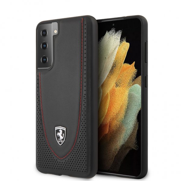 Ferrari Samsung Galaxy S21 Etui Logo Perforert Svart