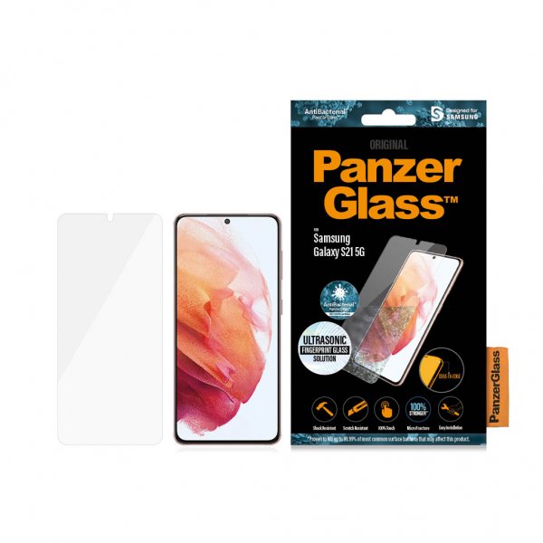 PanzerGlass Samsung Galaxy S21 Skjermbeskytter CaseFriendly Ultrasonic Fingerprint Full Glue