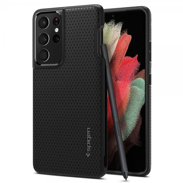 Spigen Samsung Galaxy S21 Ultra Deksel Liquid Air Pen Edition Matte Black