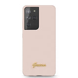 Guess Samsung Galaxy S21 Ultra Deksel Metal Logo Rosa