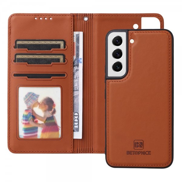 Betopnice Samsung Galaxy S22 Etui Avtagbart Deksel 005 Brun