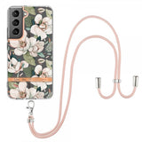Samsung Galaxy S22 Plus Deksel Blomstermønster Stropp Grønn Gardenia