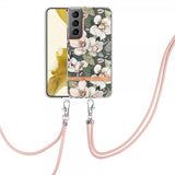 Samsung Galaxy S22 Plus Deksel Blomstermønster Stropp Grønn Gardenia