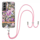 Samsung Galaxy S22 Plus Deksel Blomstermønster Stropp Lilla Pioner