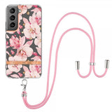 Samsung Galaxy S22 Plus Deksel Blomstermønster Stropp Rosa Gardenia
