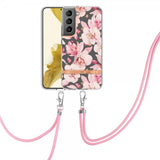 Samsung Galaxy S22 Plus Deksel Blomstermønster Stropp Rosa Gardenia